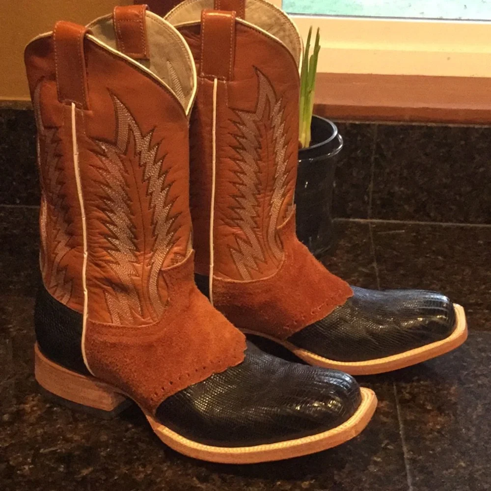 Cowboy boots western rodeo showmanship custom buckaroo cowgirl reining horse sho - Picture 1 of 16